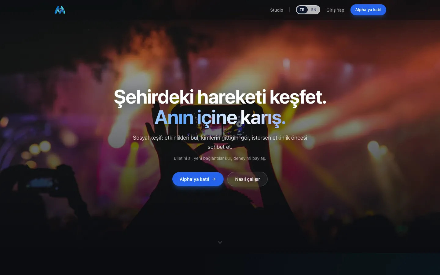 Movent web sitesinin ana sayfası
