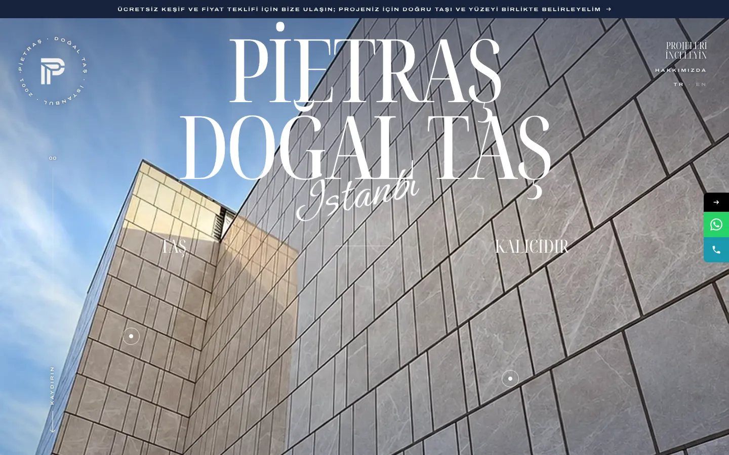 Pietraş web sitesinin ana sayfası